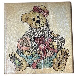 Uptown Rubber Stamps Bailey Hearts Desire Rubber Stamp With Teddy Bear